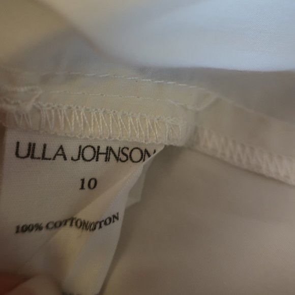 Womens Ulla Johnson Honoria White Ruffle Tiered Mini Split Neck Belted Dress 10* - Picture 16 of 16